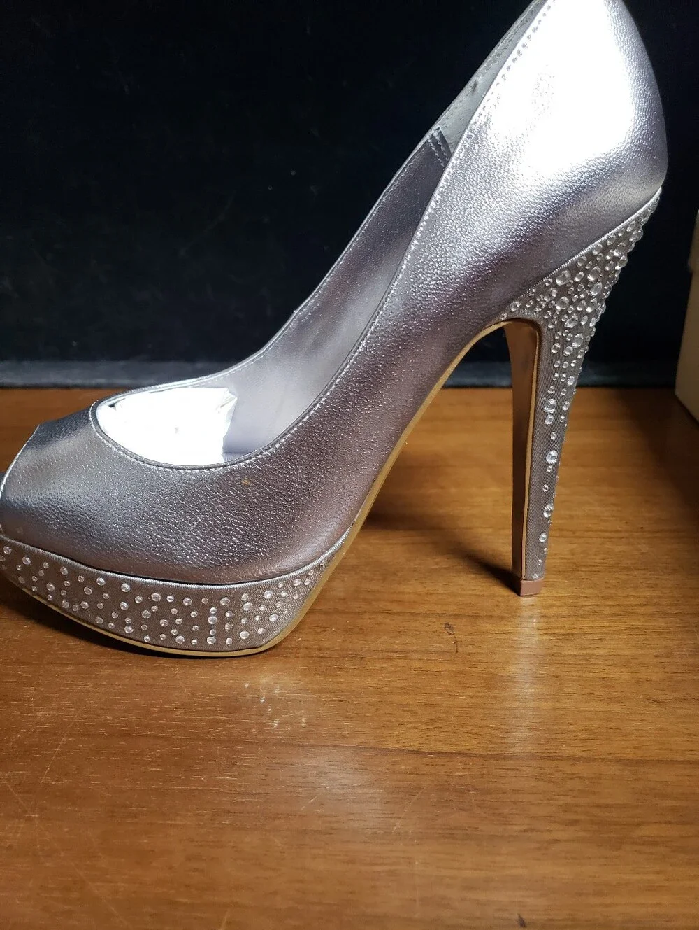 Silver Crystal Platform Stiletto Heel Pump